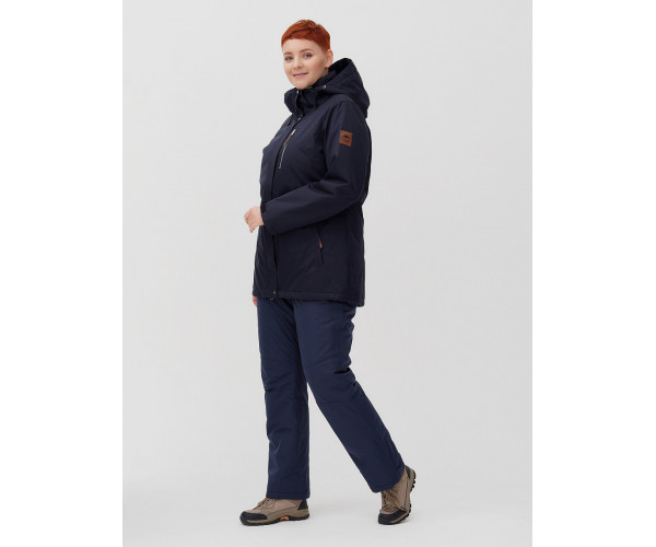 Горнолыжная костюм  bigsize темно-синего цвета 02047TS