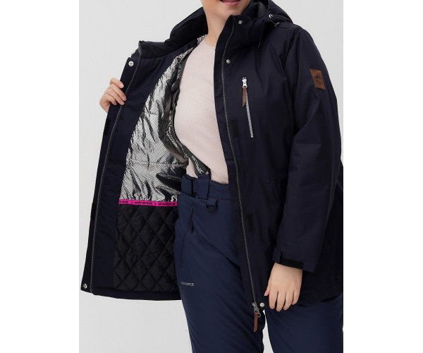 Горнолыжная костюм  bigsize темно-синего цвета 02047TS