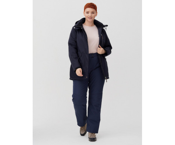 Горнолыжная костюм  bigsize темно-синего цвета 02047TS