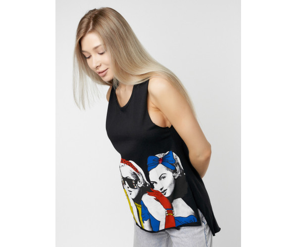 Футболка без рукавов женская черного цвета 8245Ch