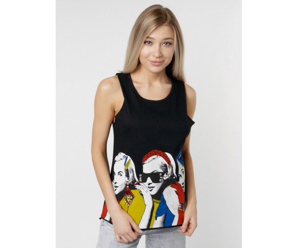 Футболка без рукавов женская черного цвета 8245Ch