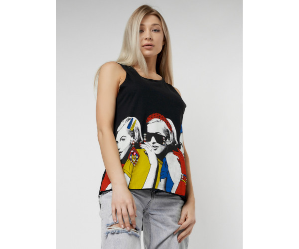 Футболка без рукавов женская черного цвета 8245Ch