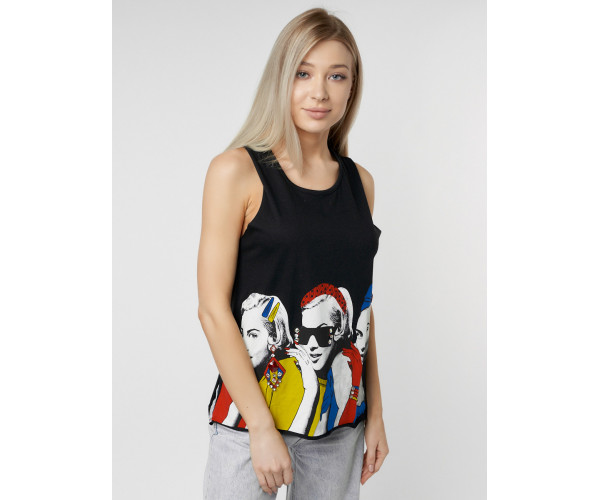 Футболка без рукавов женская черного цвета 8245Ch