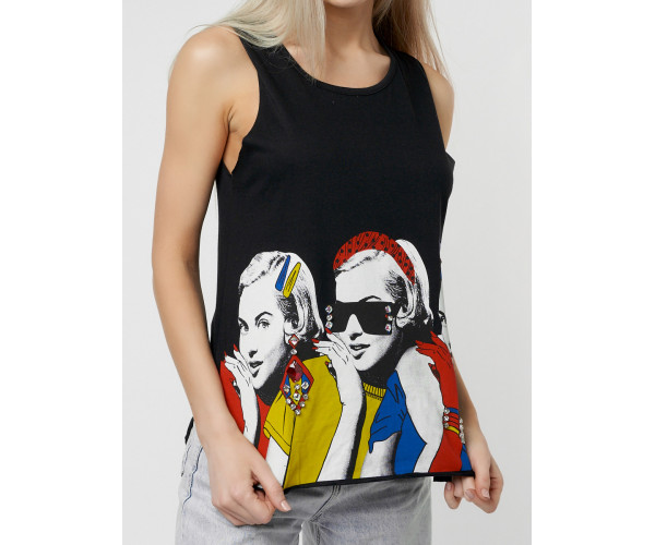 Футболка без рукавов женская черного цвета 8245Ch