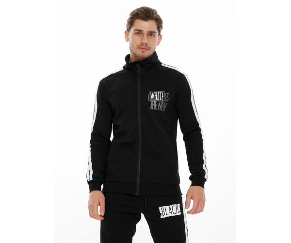 Спортивный костюм трикотажный черного цвета 9153Ch