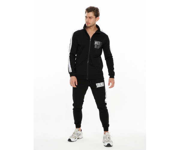 Спортивный костюм трикотажный черного цвета 9153Ch