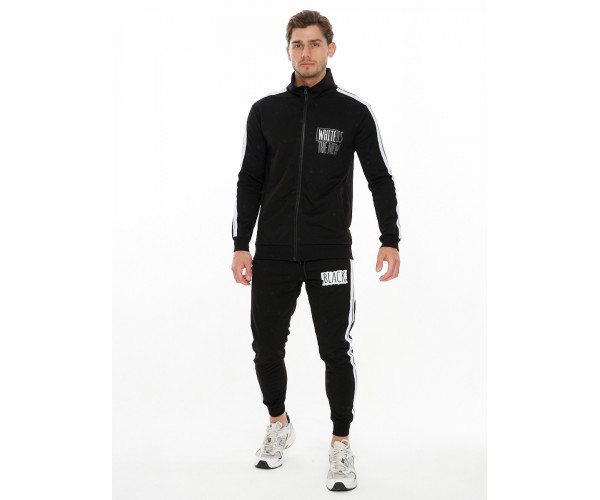 Спортивный костюм трикотажный черного цвета 9153Ch