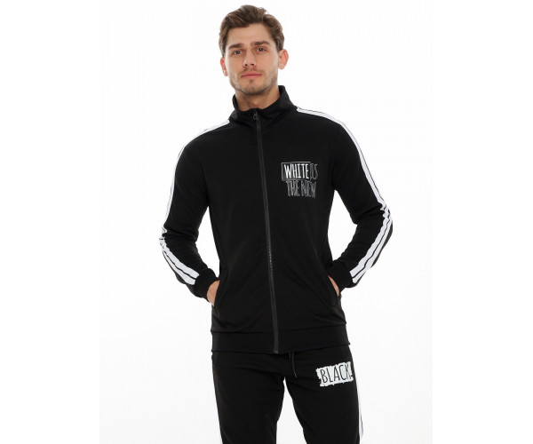 Спортивный костюм трикотажный черного цвета 9153Ch