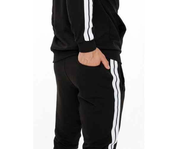 Спортивный костюм трикотажный черного цвета 9153Ch