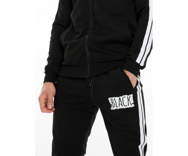 Спортивный костюм трикотажный черного цвета 9153Ch