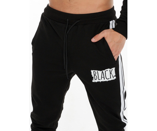 Спортивный костюм трикотажный черного цвета 9153Ch