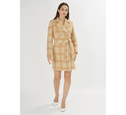 Полупальто демисезонное бежевого цвета 42040B