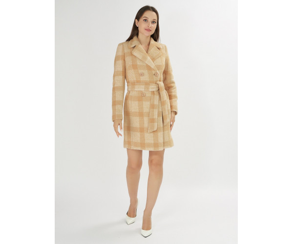 Полупальто демисезонное бежевого цвета 42040B