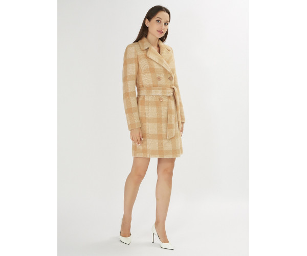 Полупальто демисезонное бежевого цвета 42040B