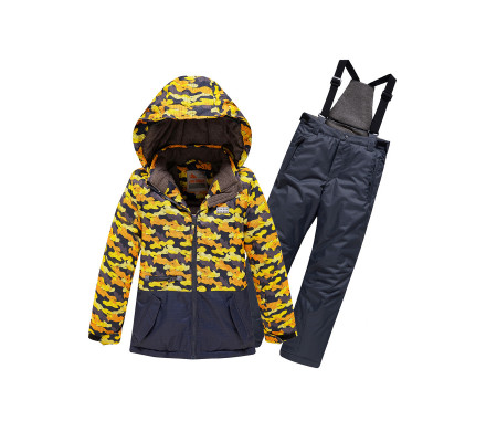 Подростковый для девочки зимний костюм горнолыжный желтого цвета 9016J