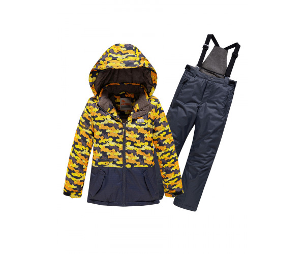 Подростковый для девочки зимний костюм горнолыжный желтого цвета 9016J