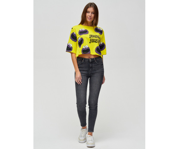 Топ футболка женская желтого цвета 14001J