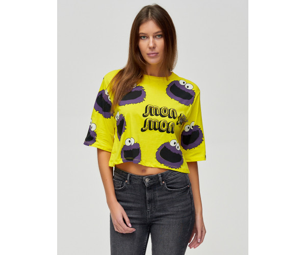 Топ футболка женская желтого цвета 14001J