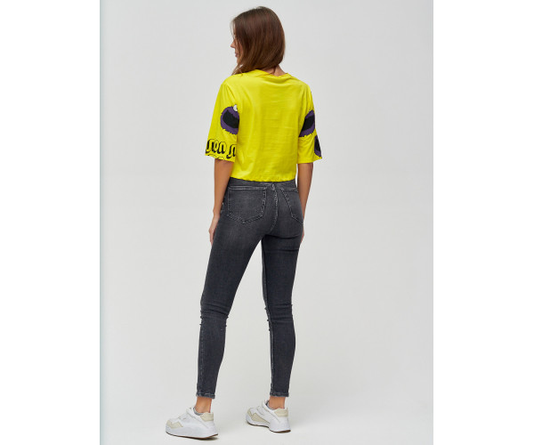 Топ футболка женская желтого цвета 14001J