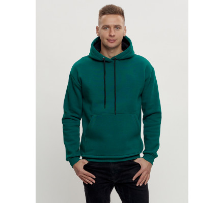 Худи мужские оверсайз с начосом темно-зеленого цвета 1087TZ