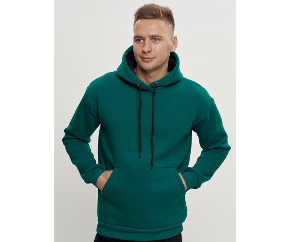 Худи мужские оверсайз с начосом темно-зеленого цвета 1087TZ