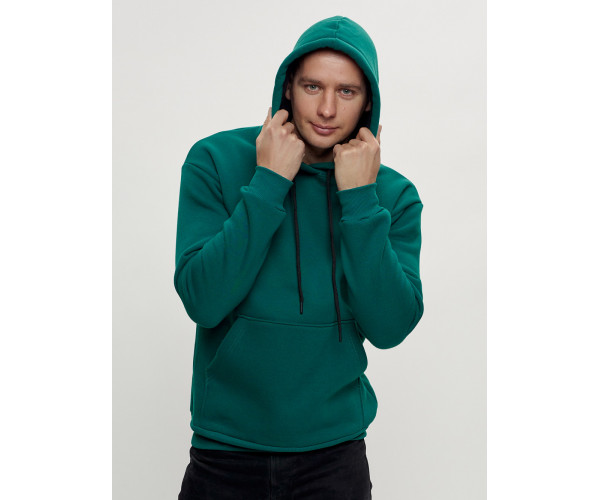 Худи мужские оверсайз с начосом темно-зеленого цвета 1087TZ