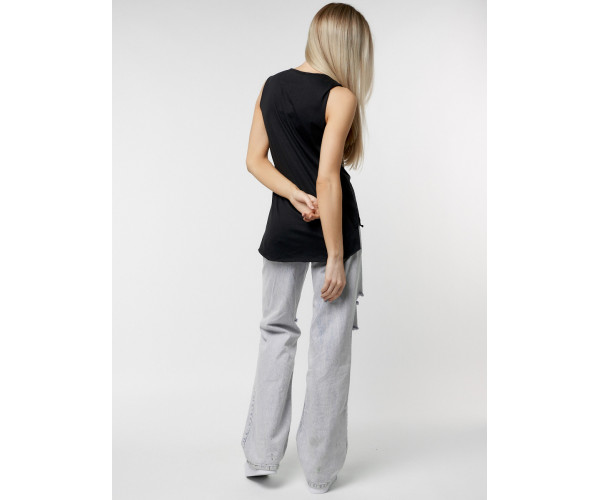 Футболка без рукавов женская черного цвета 8230Ch