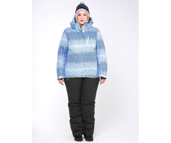 Женский зимний костюм горнолыжный большого размера синего цвета 01830S