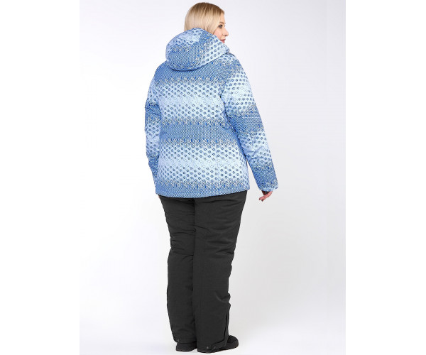 Женский зимний костюм горнолыжный большого размера синего цвета 01830S