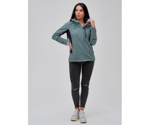 Ветровка softshell женская бирюзового цвета 2036Br