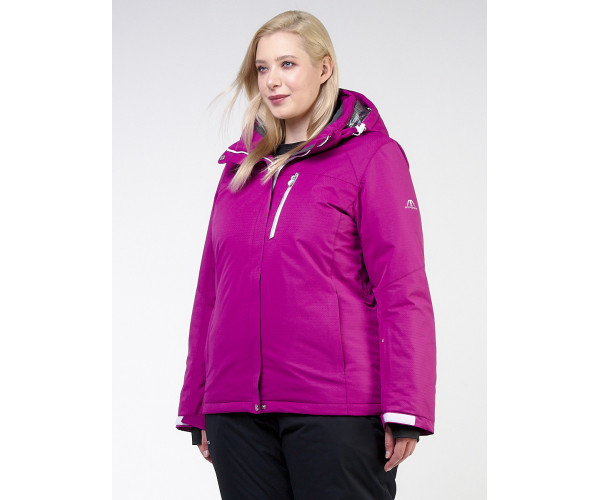 Женская зимняя горнолыжная куртка большого размера фиолетового цвета 11982F