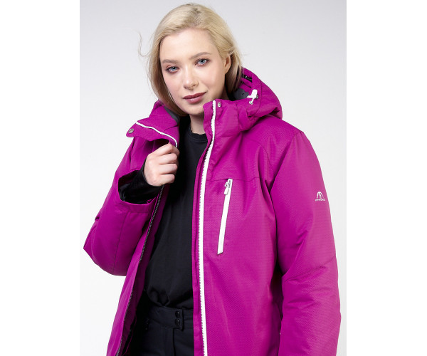 Женский зимний костюм горнолыжный большого размера фиолетового цвета 011982F