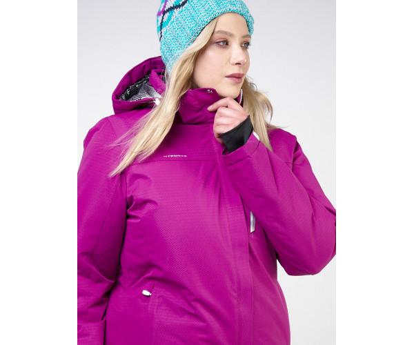Женский зимний костюм горнолыжный большого размера фиолетового цвета 011982F