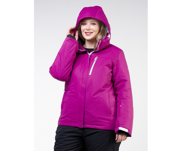 Женский зимний костюм горнолыжный большого размера фиолетового цвета 011982F