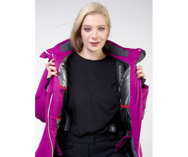 Женский зимний костюм горнолыжный большого размера фиолетового цвета 011982F