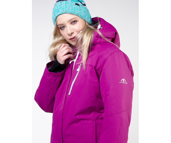 Женский зимний костюм горнолыжный большого размера фиолетового цвета 011982F