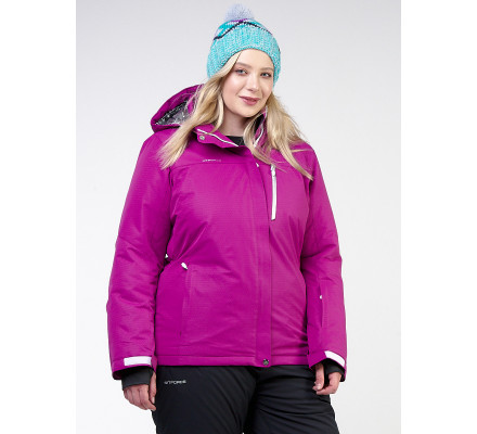 Женская зимняя горнолыжная куртка большого размера фиолетового цвета 11982F
