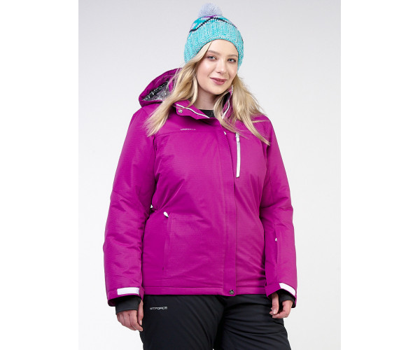 Женская зимняя горнолыжная куртка большого размера фиолетового цвета 11982F