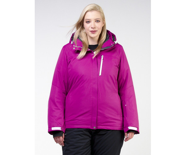 Женская зимняя горнолыжная куртка большого размера фиолетового цвета 11982F