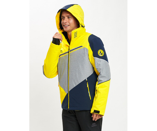 Горнолыжная куртка мужская желтого цвета 77016J