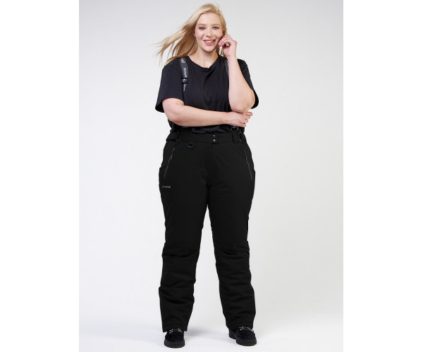 Горнолыжная костюм  bigsize черного цвета 02047Ch