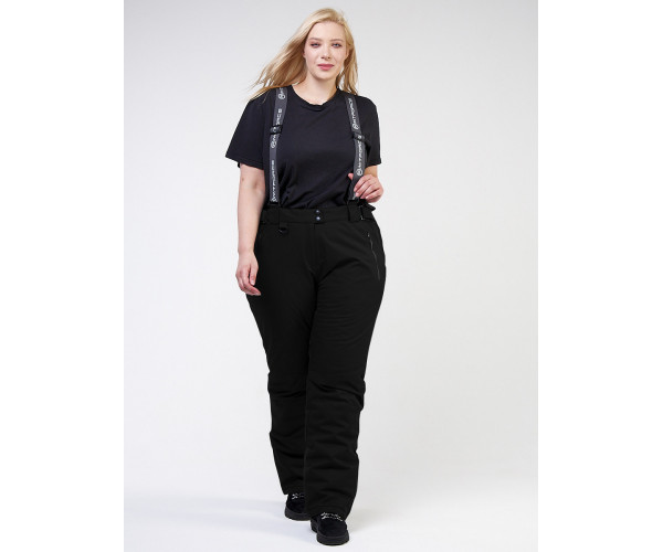 Горнолыжная костюм  bigsize черного цвета 02047Ch
