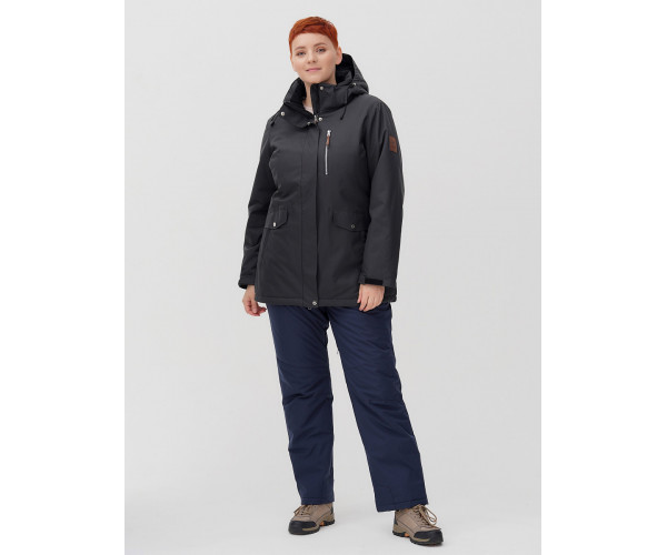 Горнолыжная костюм  bigsize темно-серого цвета 02047TC