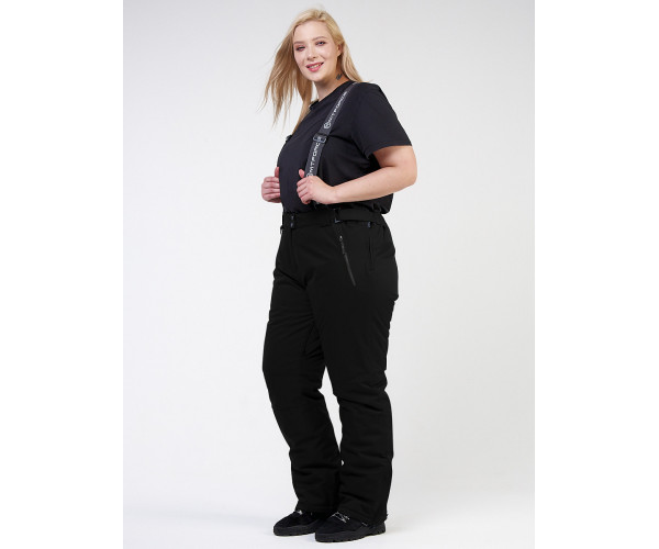 Горнолыжная костюм  bigsize черного цвета 02047Ch