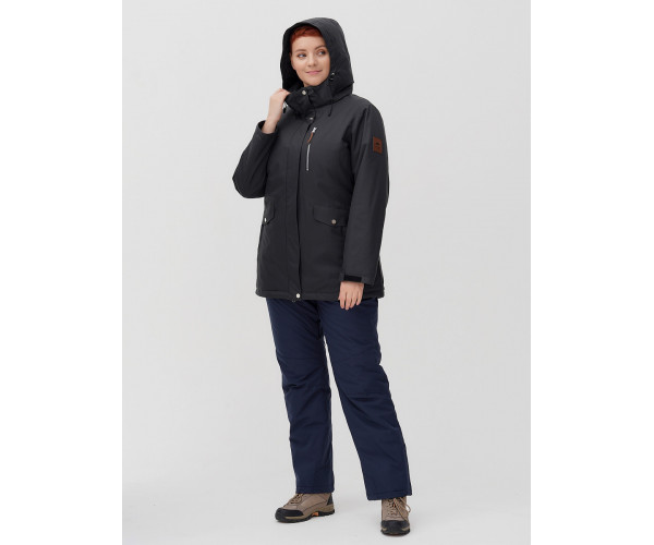 Горнолыжная костюм  bigsize темно-серого цвета 02047TC