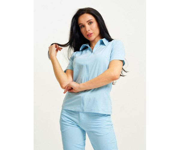 Спортивная футболка поло женская голубого цвета 33412Gl