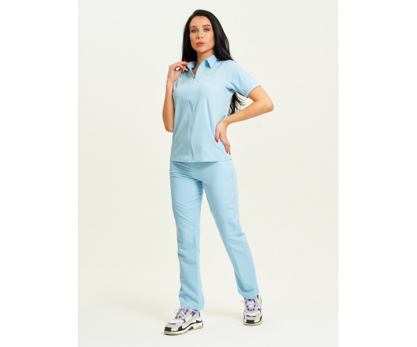Спортивная футболка поло женская голубого цвета 33412Gl