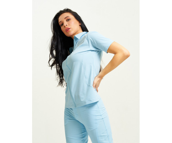 Спортивная футболка поло женская голубого цвета 33412Gl