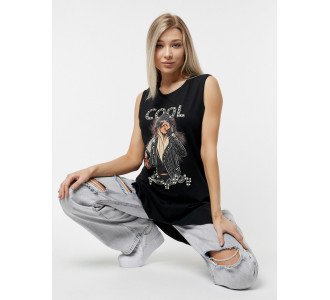 Футболка без рукавов женская черного цвета 8201Ch