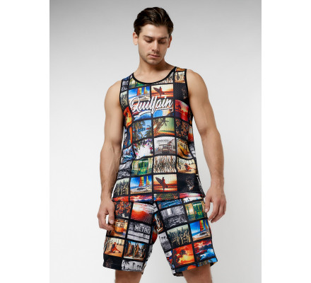 Костюм шорты и майка черного цвета 225298Ch